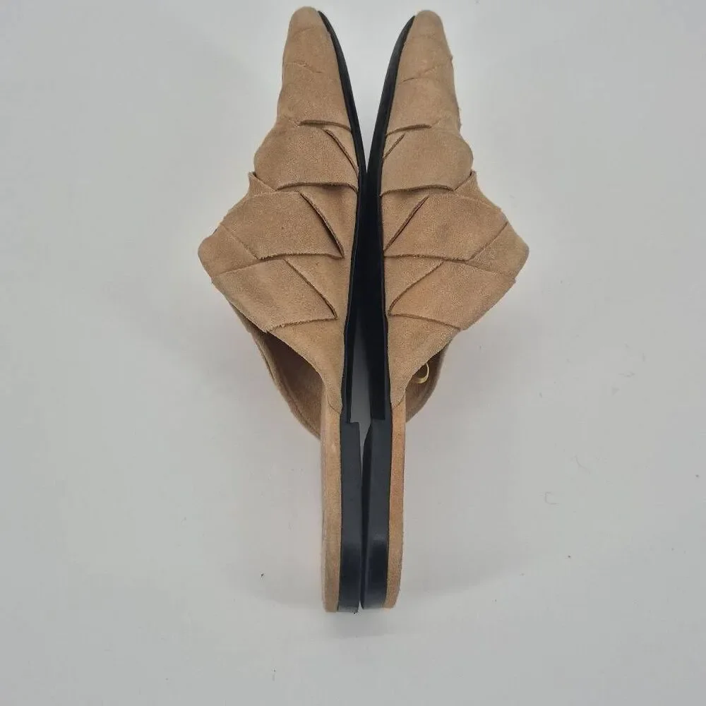 ZARA WOVEN SUEDE MULES SAND Size US8.5/ EU39